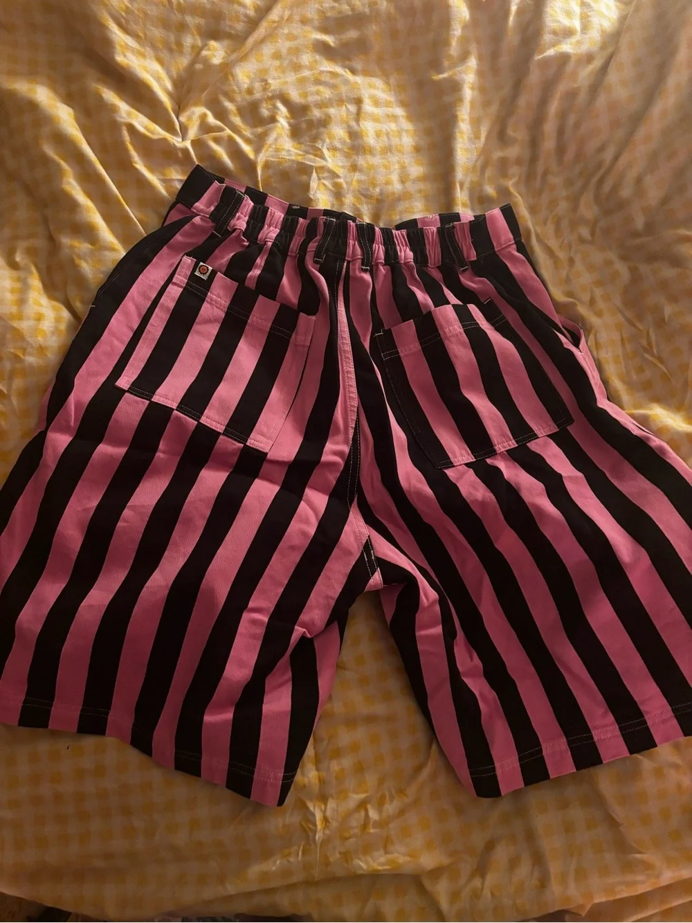 big bud press stripe longline work shorts in bubblegum pink